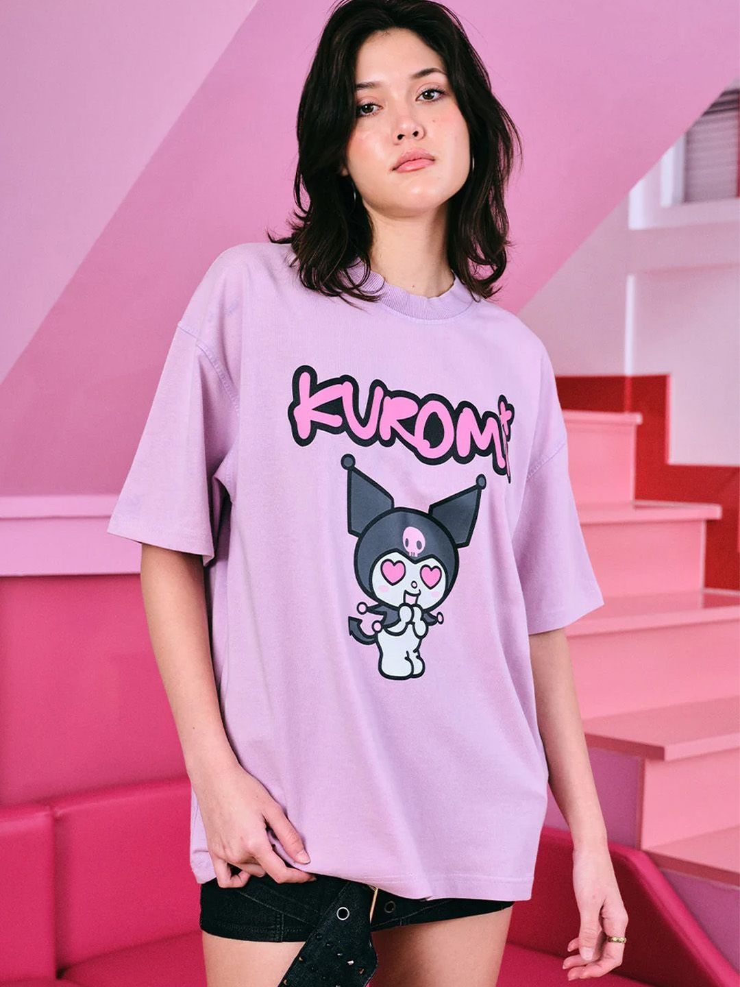 Women Printed Raw Edge T-shirt