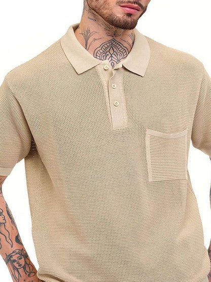 Men Self Design Polo Collar Pure Cotton T-shirt
