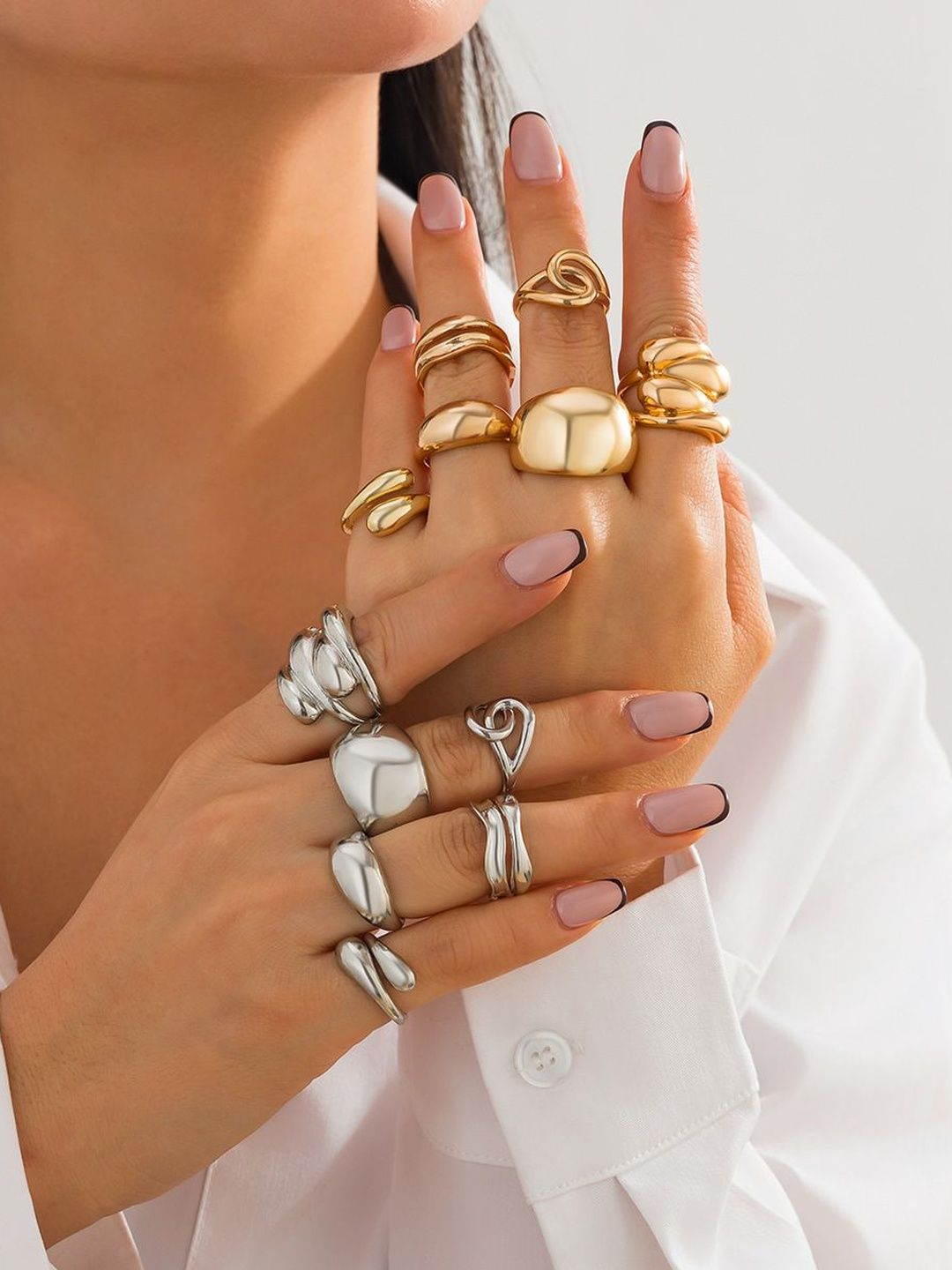 Set of 5 Gold-Plated Finger Ring