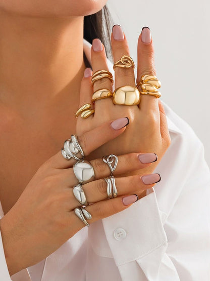 Set of 5 Gold-Plated Finger Ring