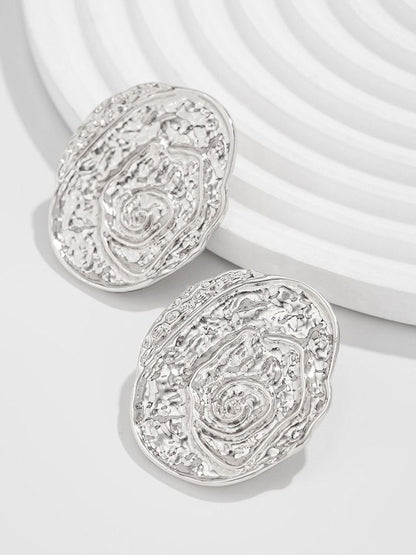 Silver-Plated Oval Shaped Studs