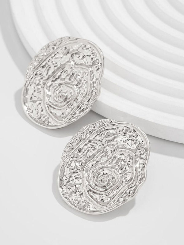 Silver-Plated Oval Shaped Studs
