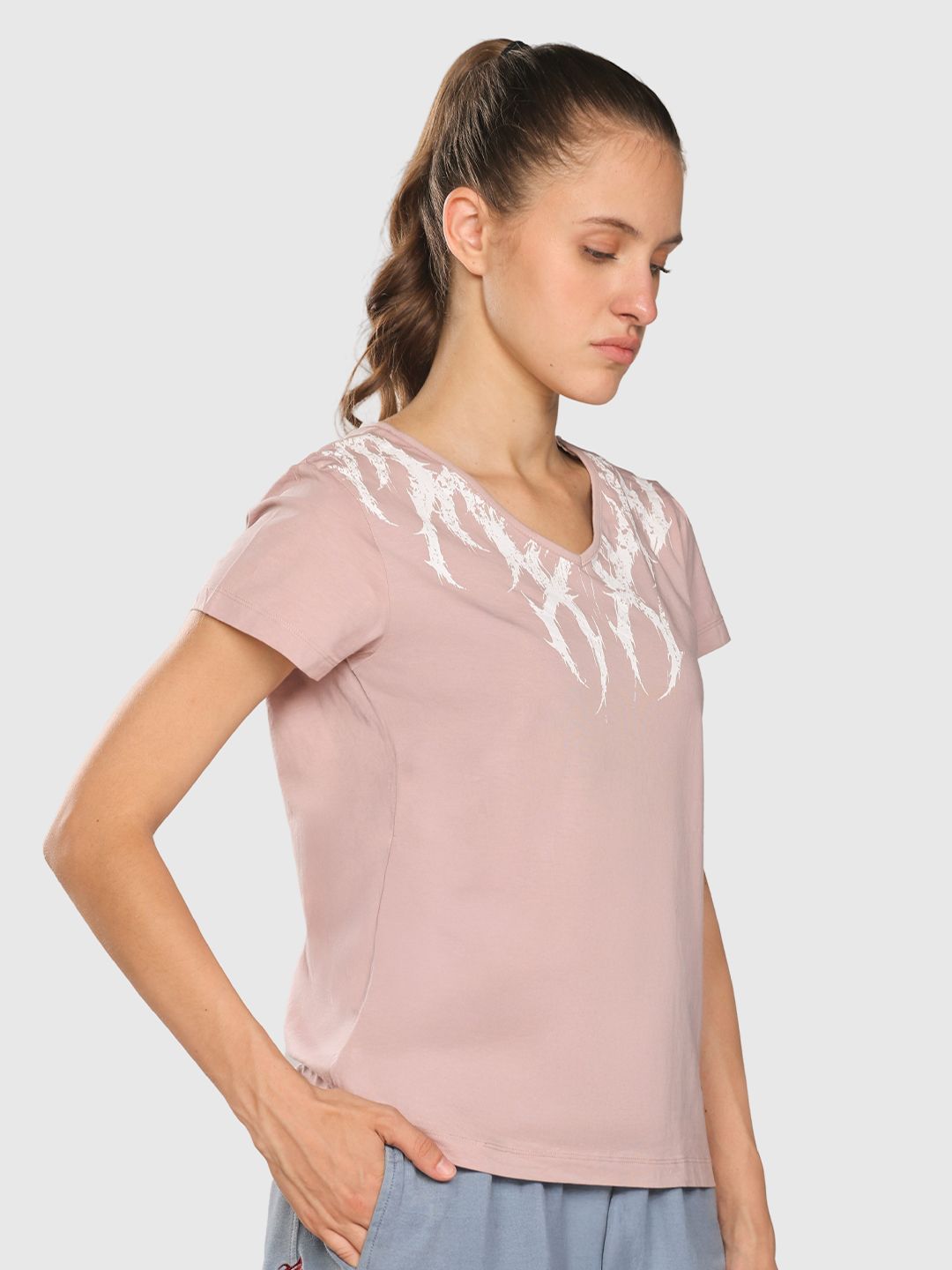Women Graphic Printed V-Neck T-shirt