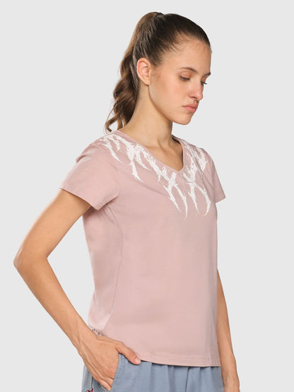 Women Graphic Printed V-Neck T-shirt