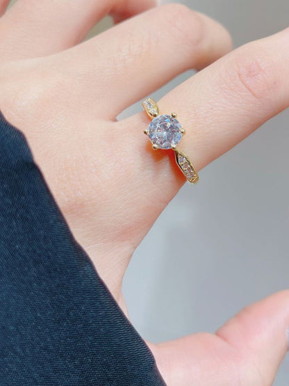 SALTY Gold-Tone Artificial Stone Studded Engagement Ring For Women & Girls