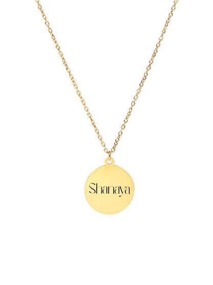 SALTY Women Minimal Round-Shaped  Personalised Golden Pendant With Chain