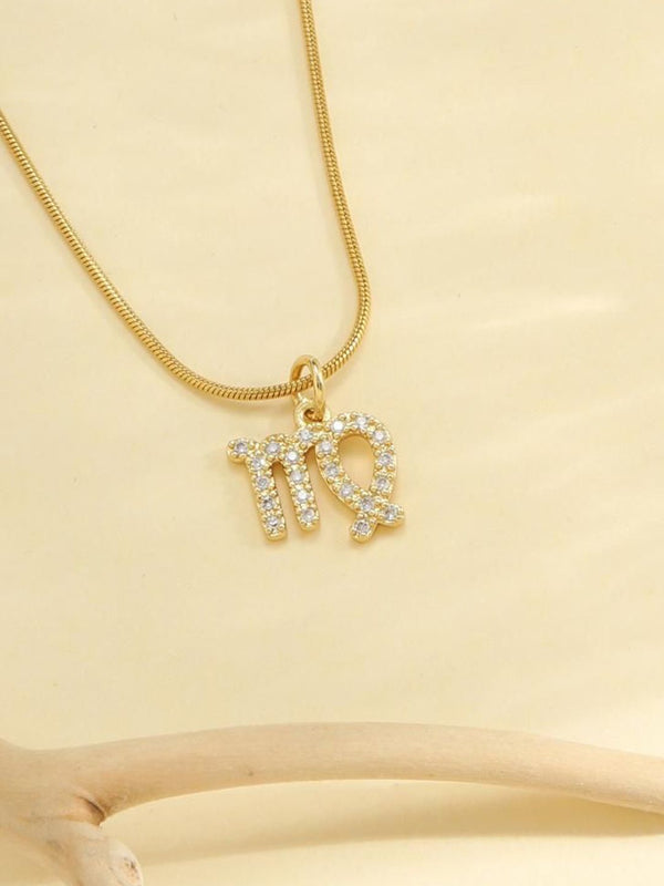 SALTY Cosmic Zodiac Contemporary Artificial Stones Studded Pendant with Chain