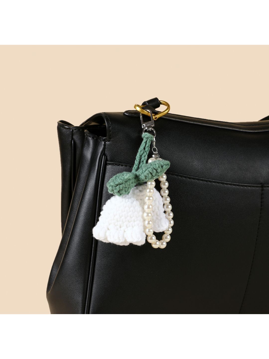 SALTY White Bloom Knit Pearl Bag Charm