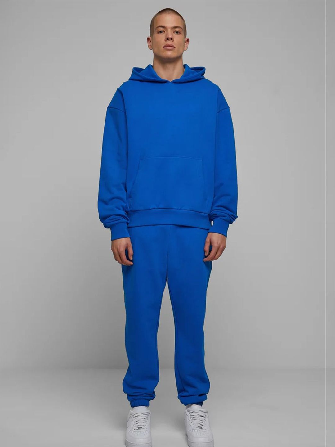 Men Solid Cotton Hooded Pullover Sweatshirt
