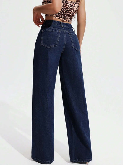 Women Classic Wide Leg High-Rise Stretchable Jeans