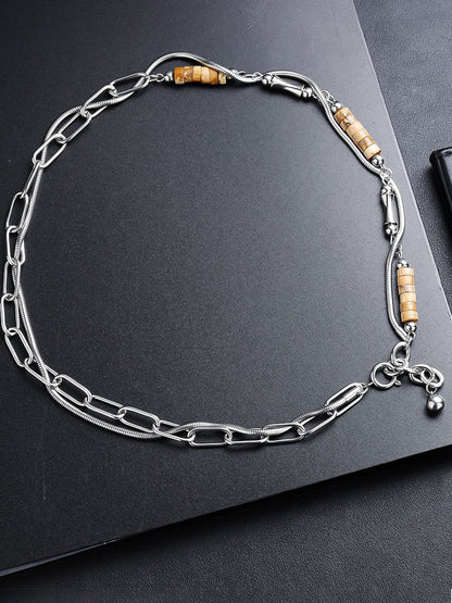 Silver-Plated  Stainless Steel Statement Chain