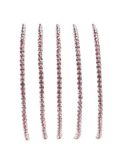SALTY Women Set of 5 Stone Studded Rich Mulberry Stretchable Elasticated Bracelets