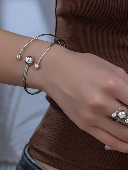 Silver-Plated Beaded Studded Jewellery Set