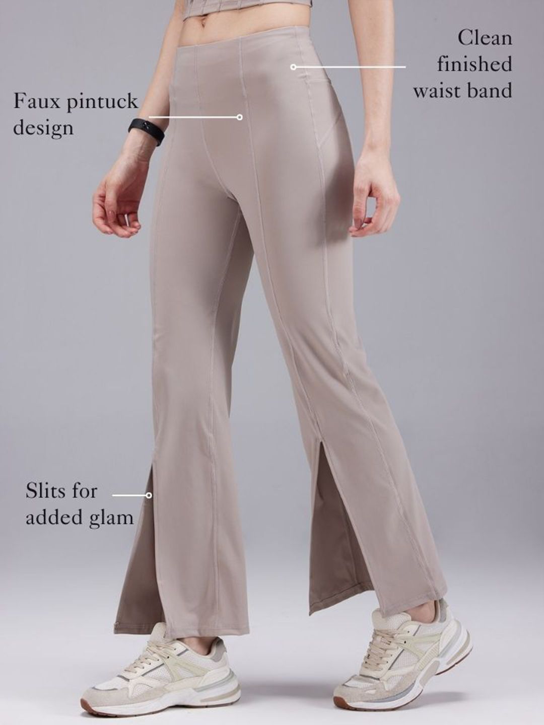 Beige Retro Flare Pants