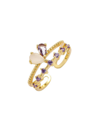 SALTY Majestic Stone Studded Crown Ring For Women & Girls