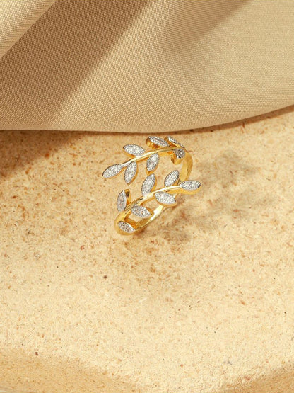 SALTY Orbit Leaf Diamond Finger Ring