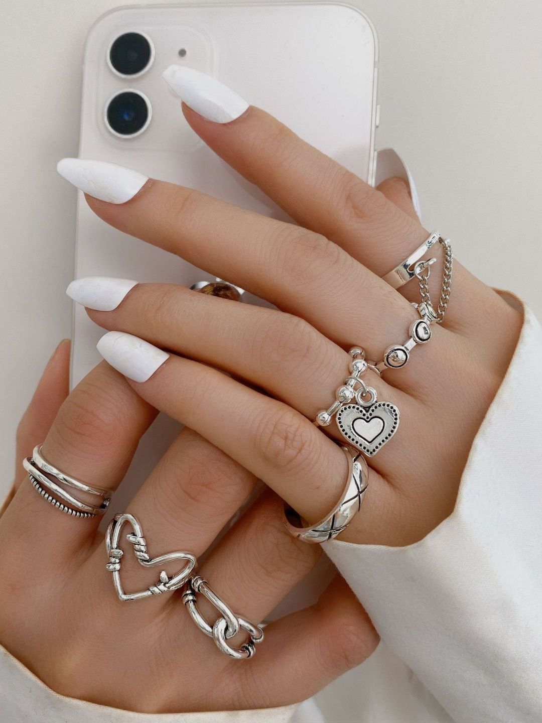 Set of 7 Silver-Plated Finger Rings