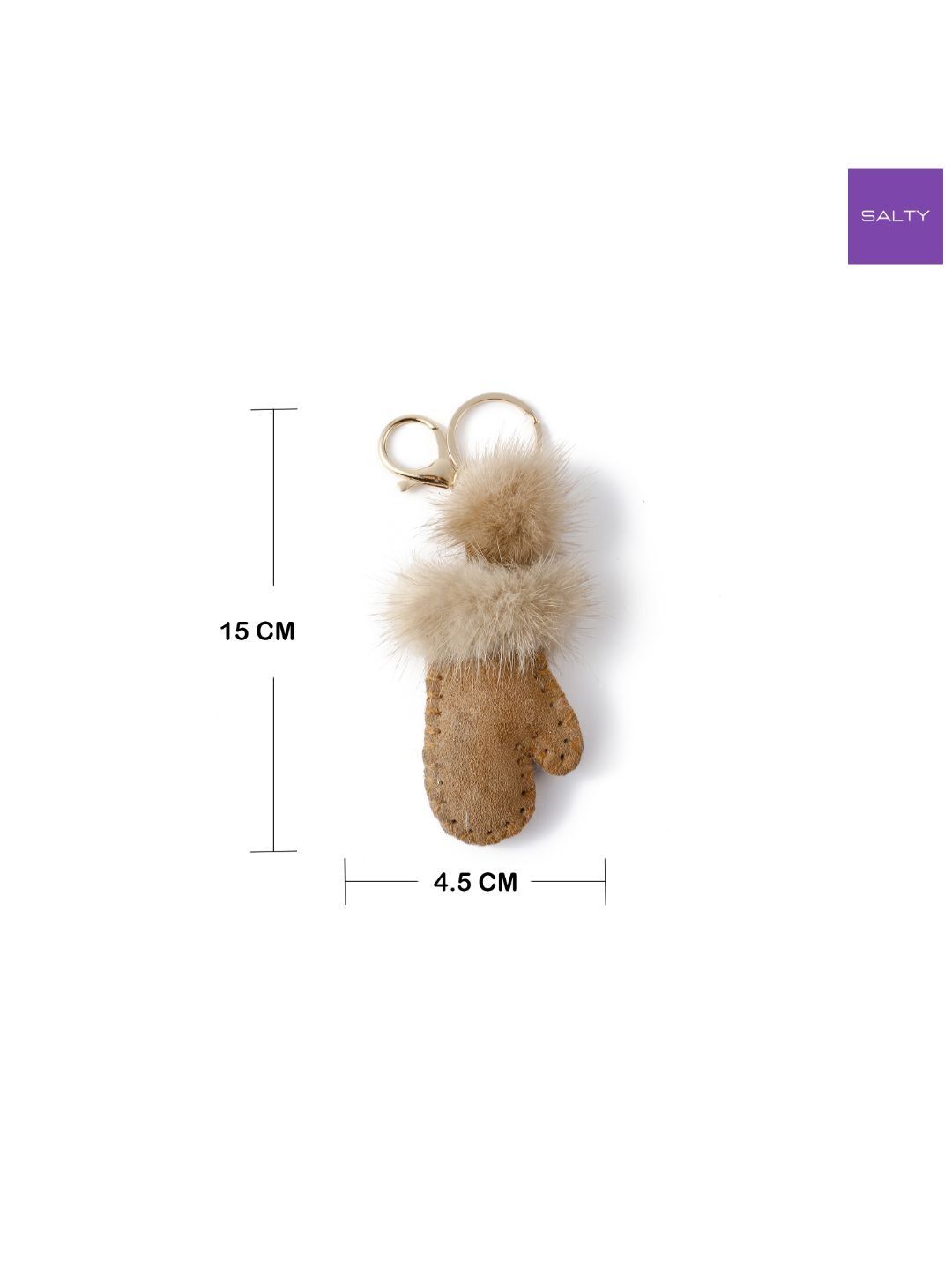 SALTY Brown Winter Mittens Pom Bag Charm