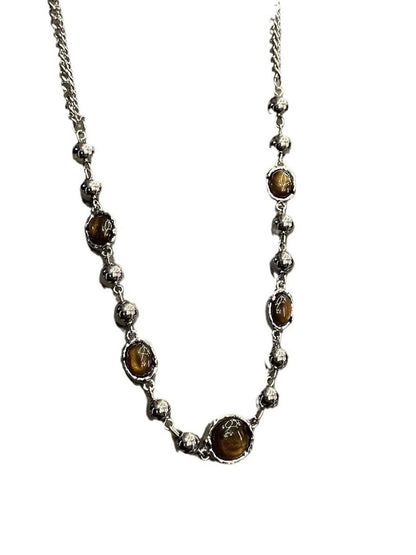 Stainless Steel Silver-Plated Artificial Stones Minimal Necklace
