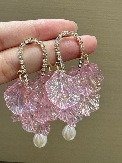 Gold Plated Pearls beaded Contemporary Drop Earrings