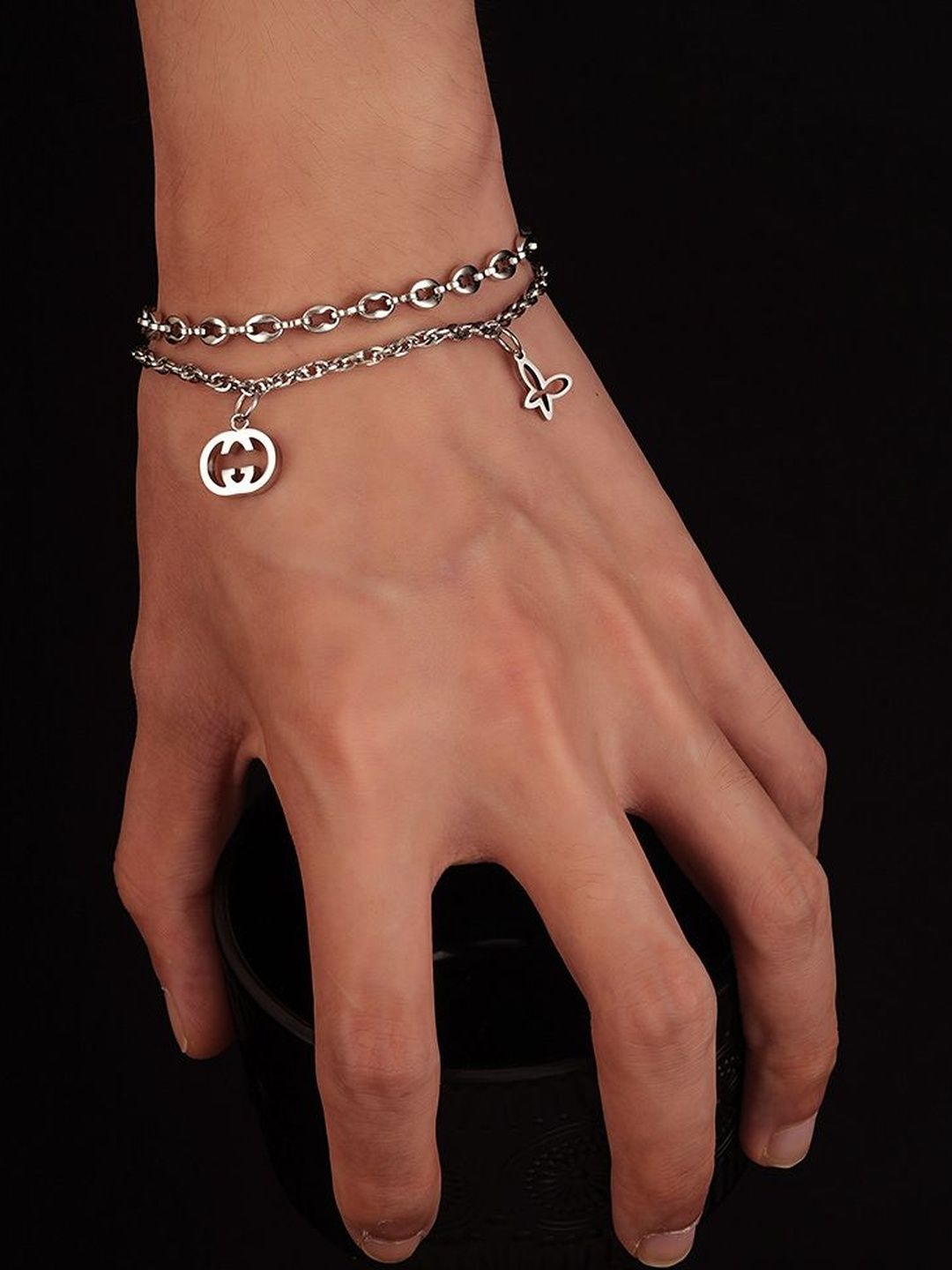 Men Handcrafted Silver-Plated Link Bracelet