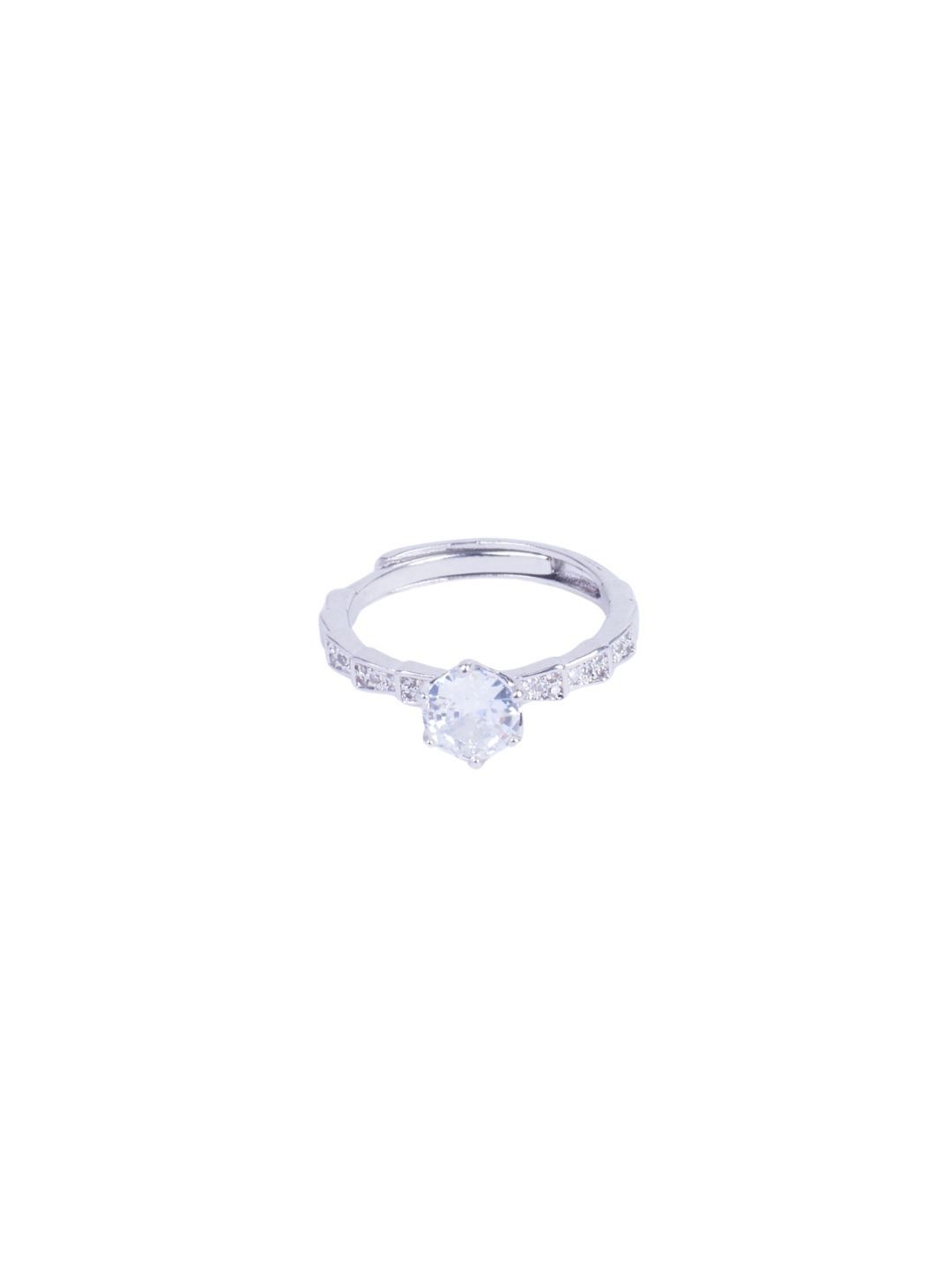 SALTY Silver Diamond Stone Studded Ring For Women & Girls