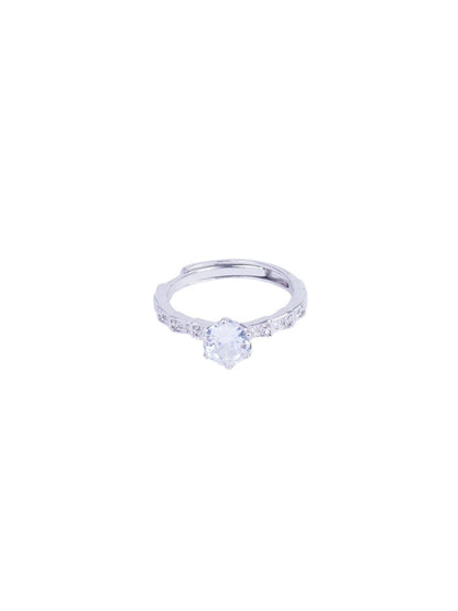 SALTY Silver Diamond Stone Studded Ring For Women & Girls