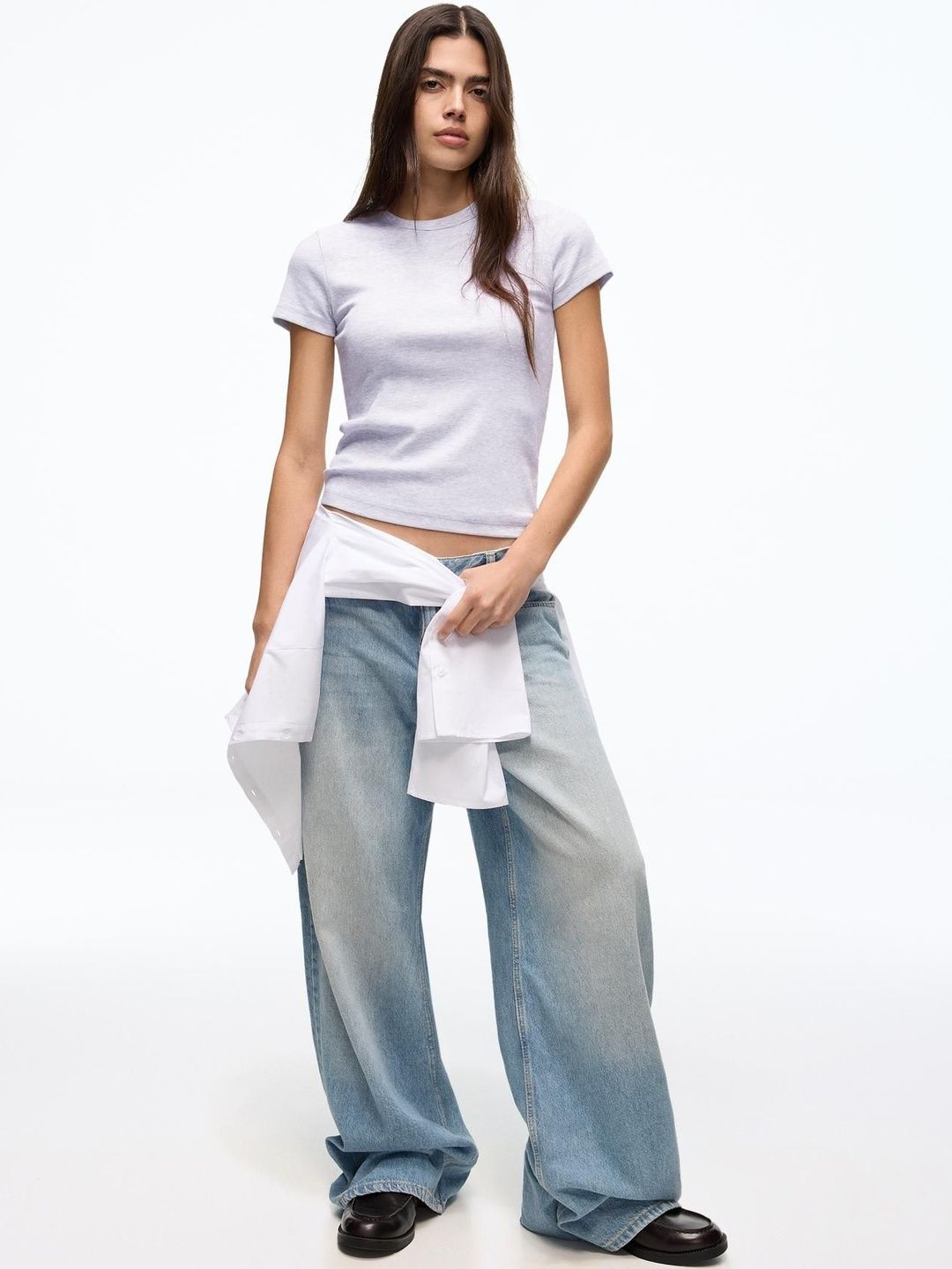 Basic rib short sleeve T-shirt