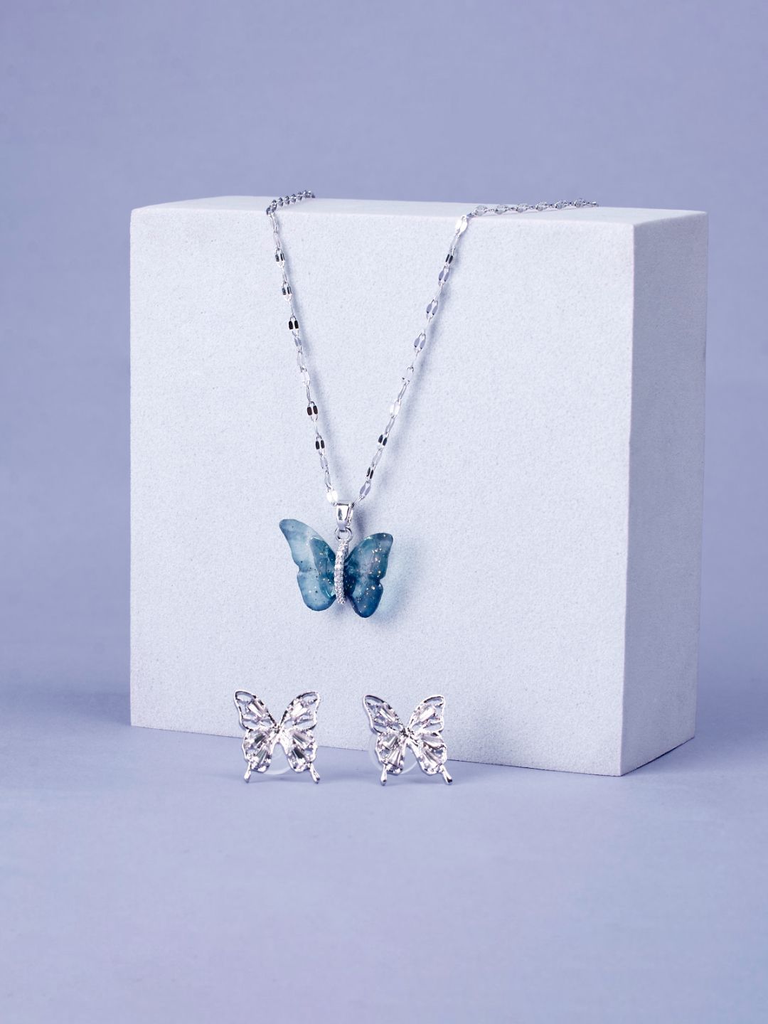 SALTY Anti - Tarnish  Butterfly Box, Necklace & Earrings