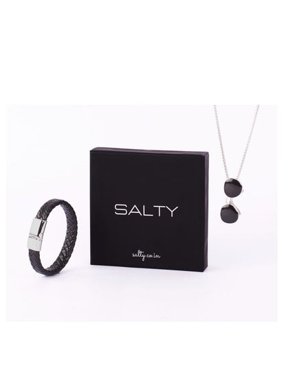SALTY Sunglasses Cool Pendant & Avrum Leather Bracelet Jewellery Set