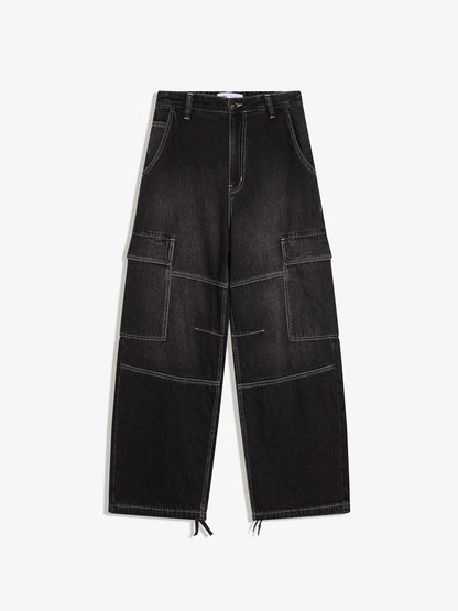 Men cargo parachute jeans