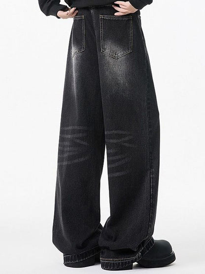 Men Wide Leg Mid-Rise Light Fade Jeans