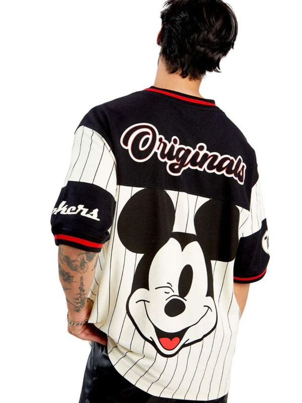 Original Mickey Printed V-Neck Pure Cotton Oversized T-shirt