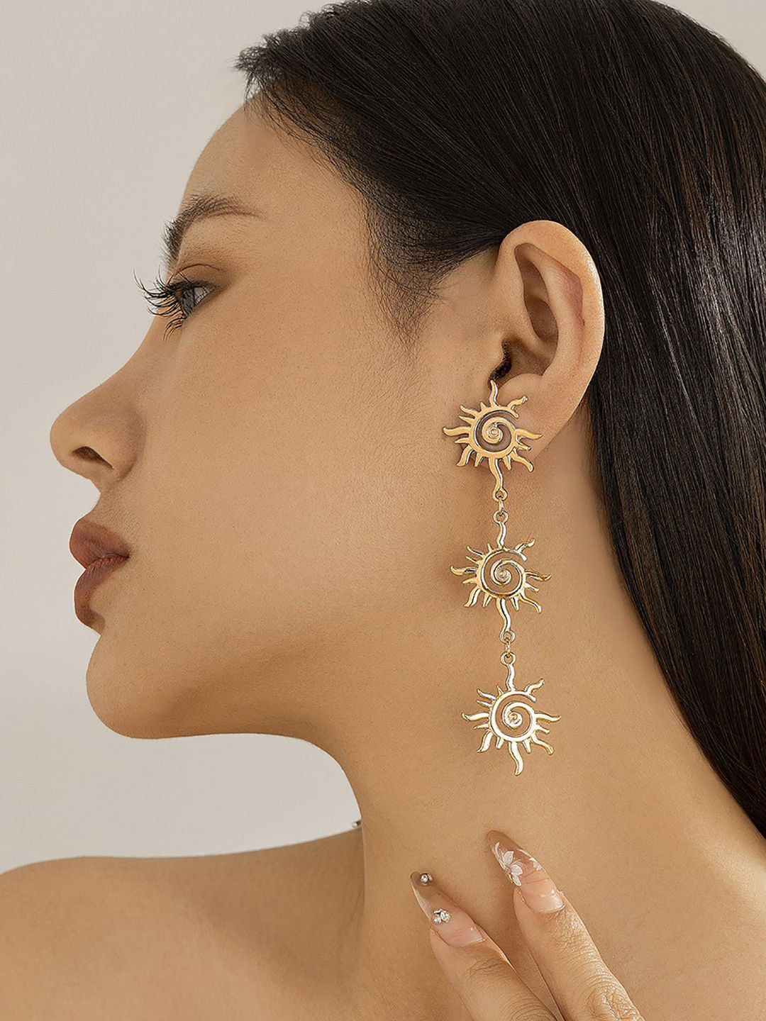 Gold-Plated Contemporary Drop Earrings