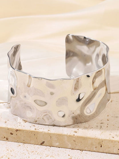 SALTY Stainless Steel Glimmering Grace Silver Cuff Bracelet