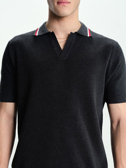 Men Printed Polo Collar Pockets T-shirt