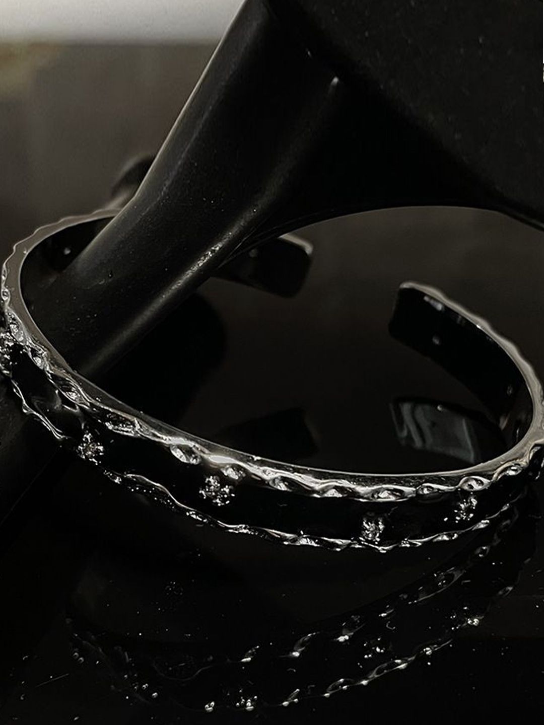Men Stainless Steel Silver-Plated Artificial Stones Cuff Bracelet