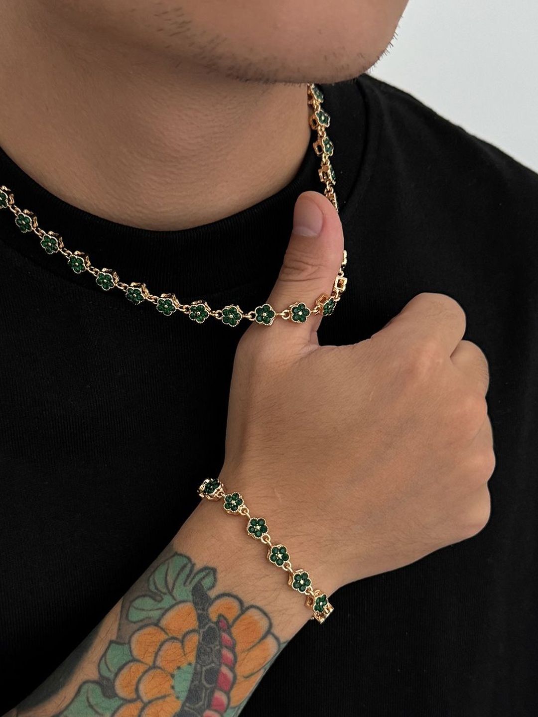Men Handcrafted Gold-Plated Charm Bracelet