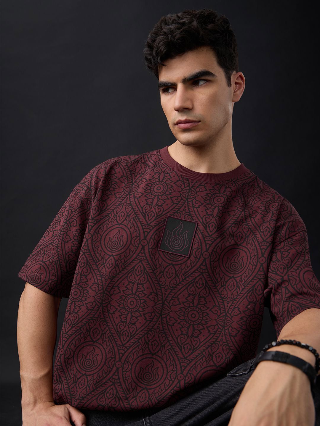 Men Oversized Avatar Brown Tshirts