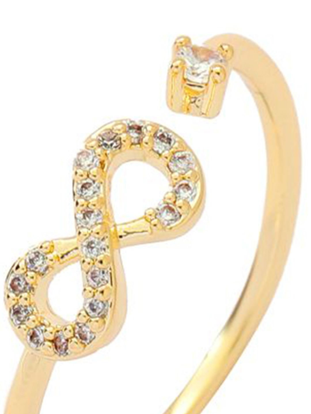 SALTY Beyond Infinity Golden Ring For Women & Girls Stylish Adjustable Finger Ring