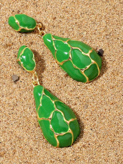 SALTY Pack of 2 Women Earthy Enamel Luxury Gold Earring