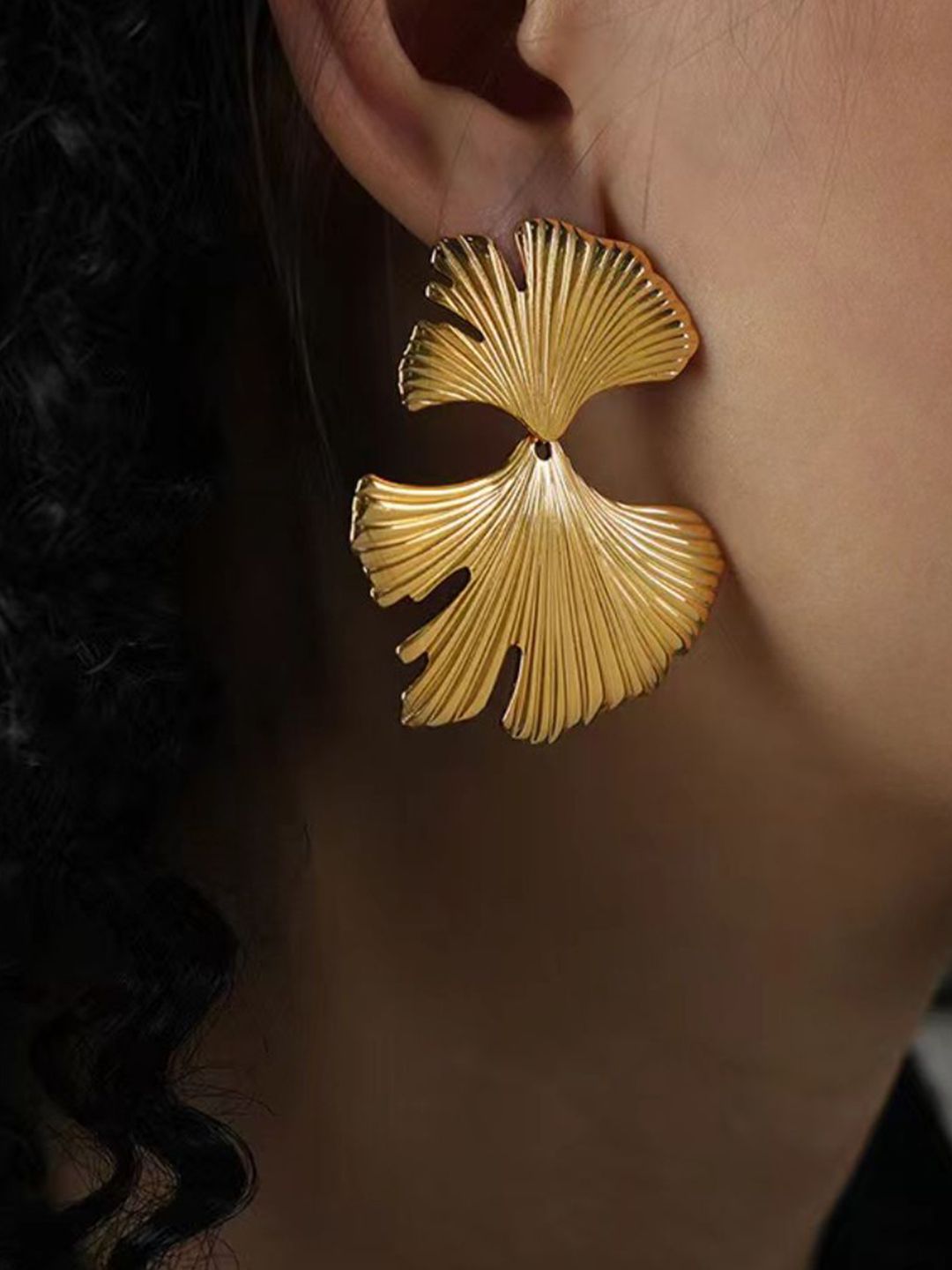 SALTY Gold-Plated Stainless Steel Contemporary Tasselled Studs