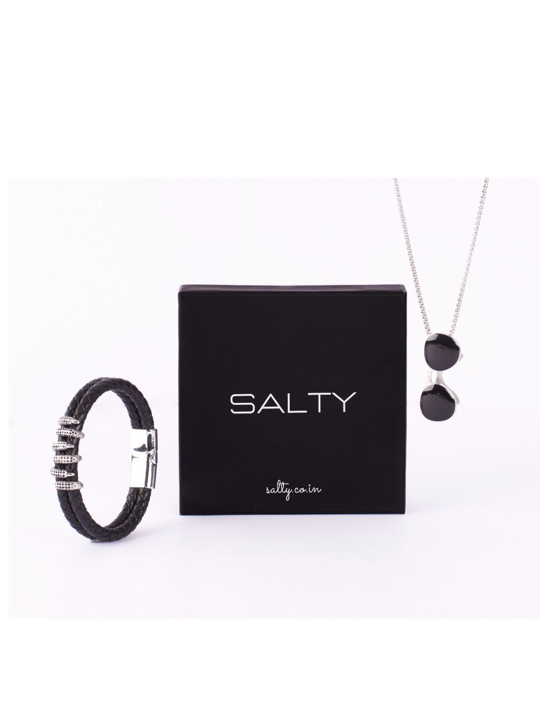 SALTY Sunglasses Cool Pendant & Crown Line Clawed Bracelet Jewellery Set