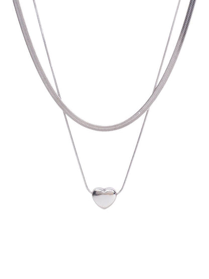 SALTY Stainless Steel Amour Heart Layered Necklace