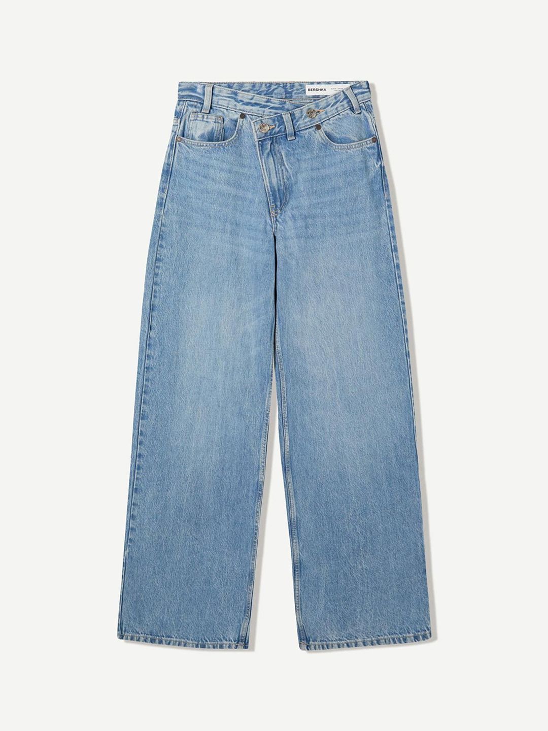 Pure Cotton Wide-Leg Jeans With Crossover Waist