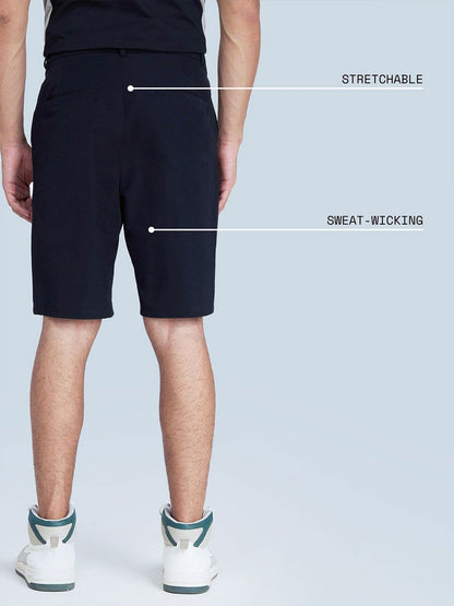 Men Solid Regular Fit Black Stride Golf Shorts