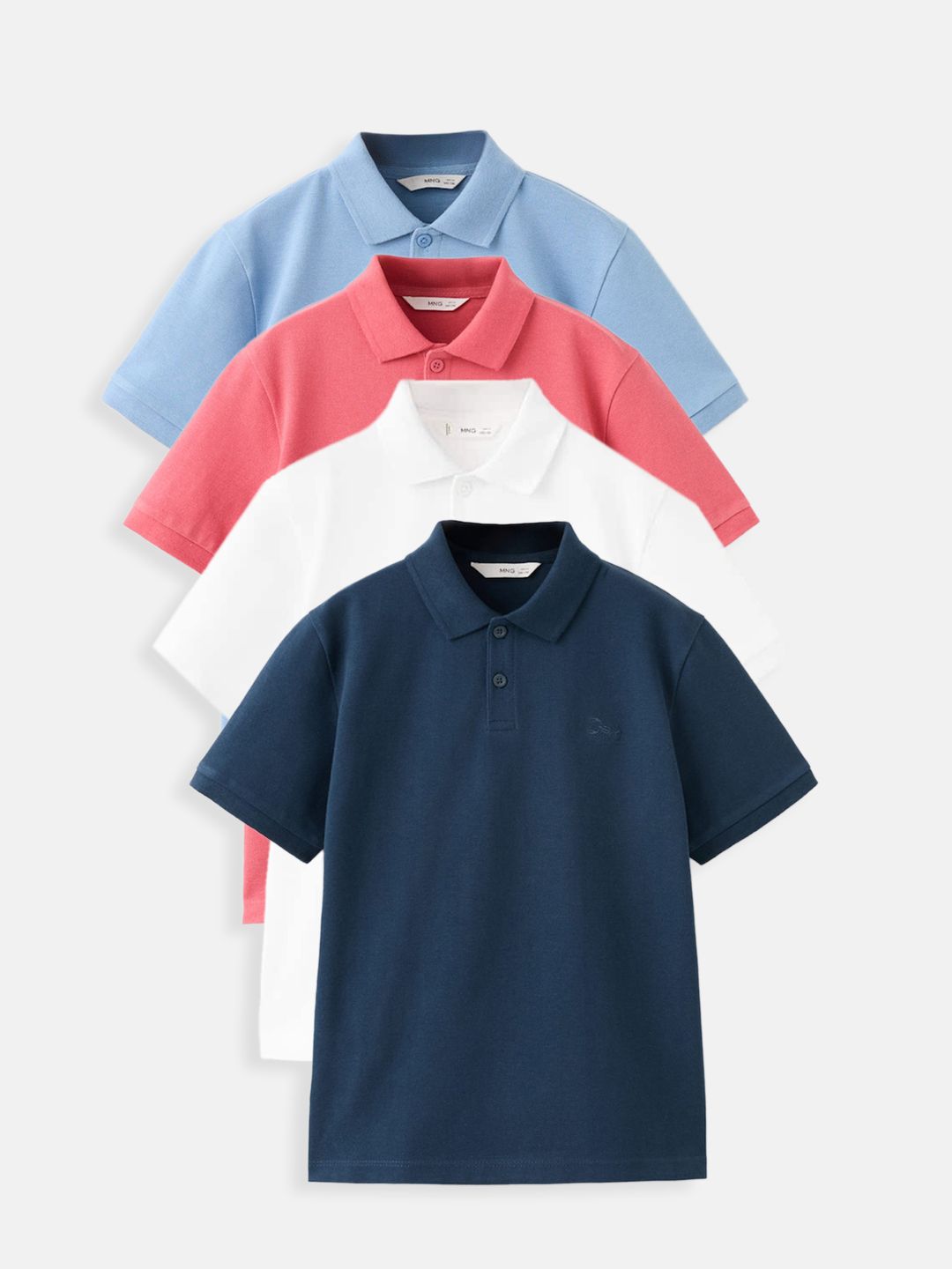 Kids Boys Pack Of 4 Polo Collar Pure Cotton T-shirt