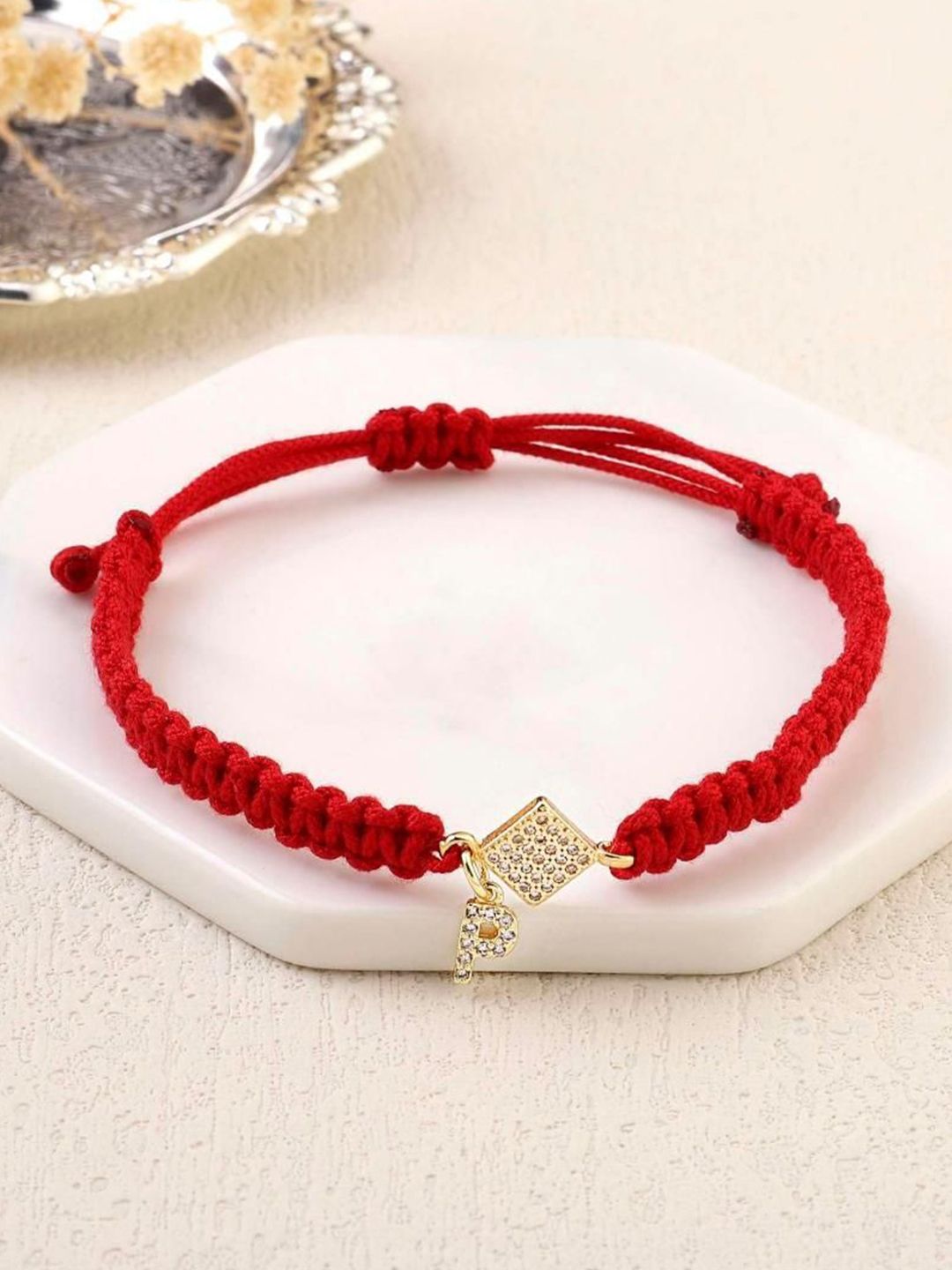 SALTY Women Stainless Steel Stone Studded Alphabet Y Wraparound Thread Bracelet
