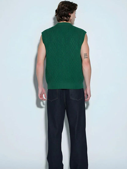 Alpine Moss Cable Knit Vest