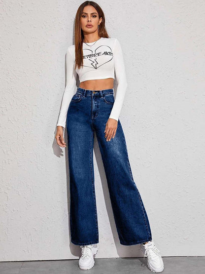 Women Flared High-Rise Clean Look No Fade Jeans